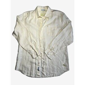 Tommy Bahama Relax Shirt Size S Linen Long Sleeve Butter Yellow Cool Comfort